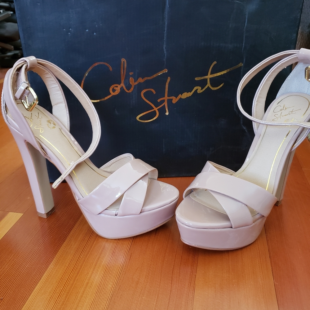 Colin Stuart Patent Beige Strappy Heels size 6